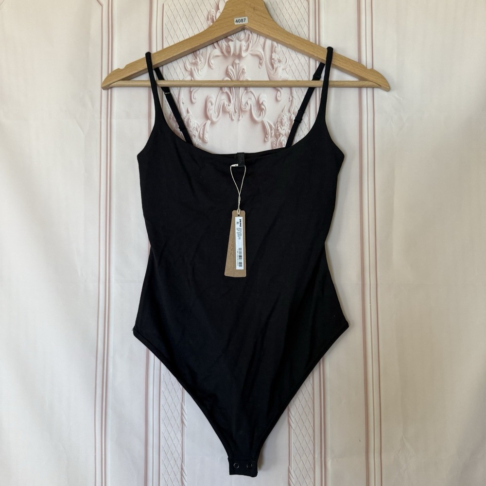 Skims Smooth Lounge Scoop Neck Bodysuit Obsidian Black Size XS NWT